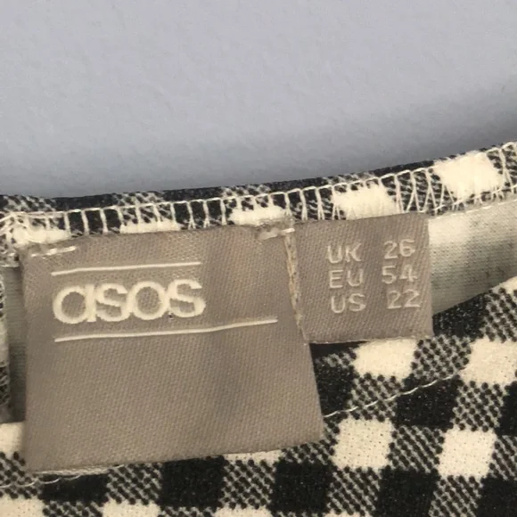 ⭕️ PRICE FIRM ASOS Size 22 Short Sleeve Black and White Gingham Maxi Dress - Picture 6 of 8